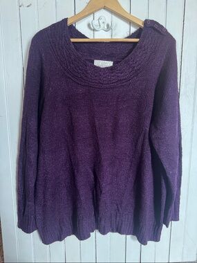 Carolyn Taylor Sweater with Button Shoulder Purple Size 3X